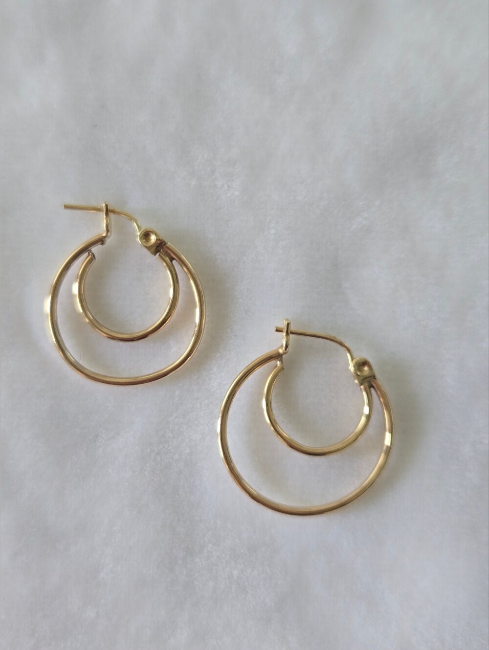 10K Gold Double Hoop Earrings - Women Jewelry